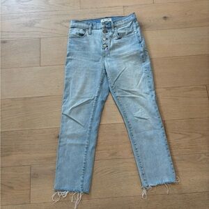 Madewell light wash high rise slim crop boy jeans, size 24P